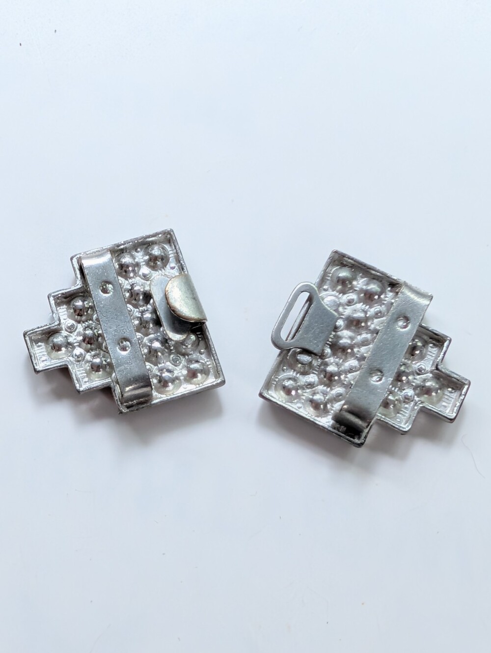 Vintage Silver Tone Art Deco Pave Rhinestone Collectible Evening Belt Buckle - Picture 3 of 5
